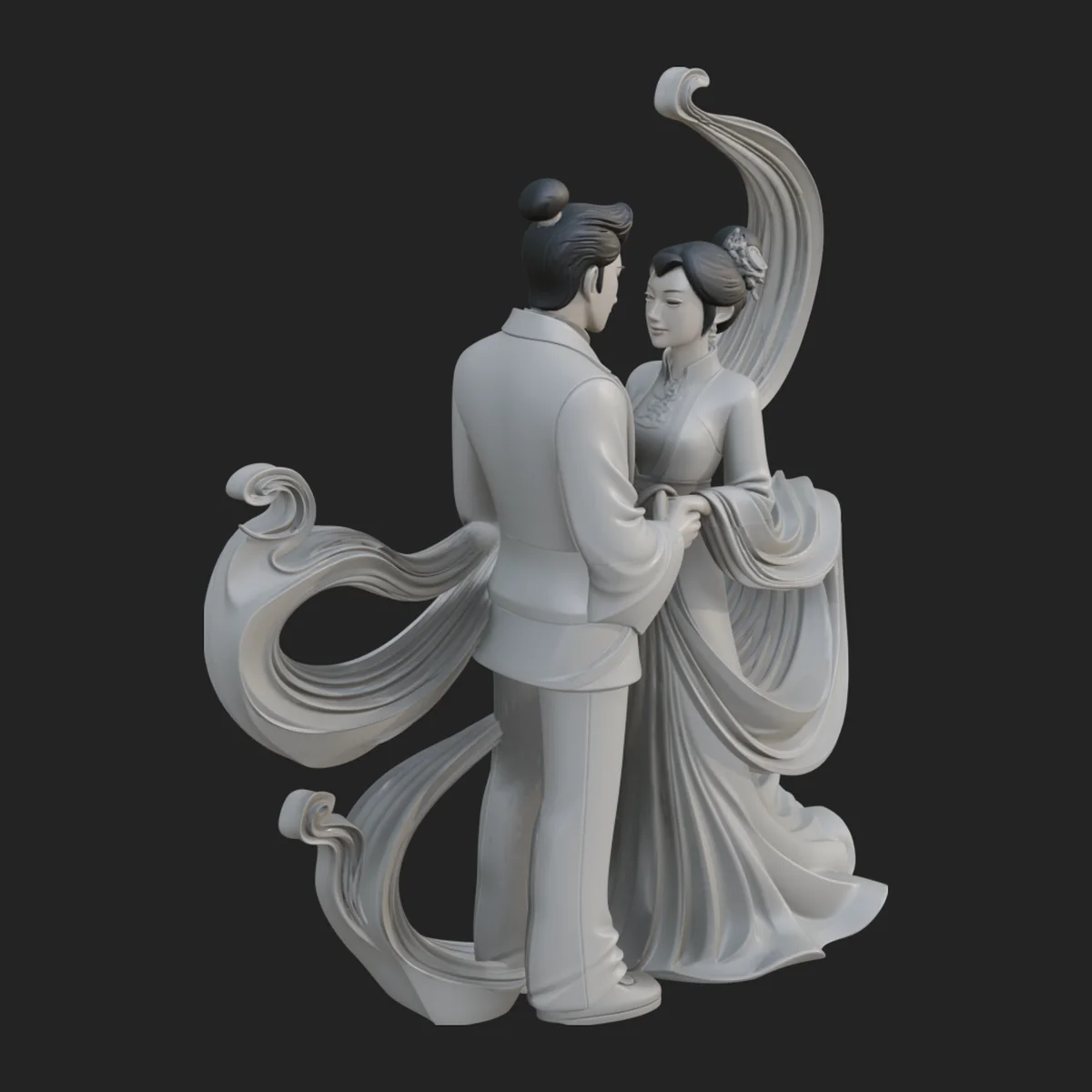 Robed Couple Statue Design 3