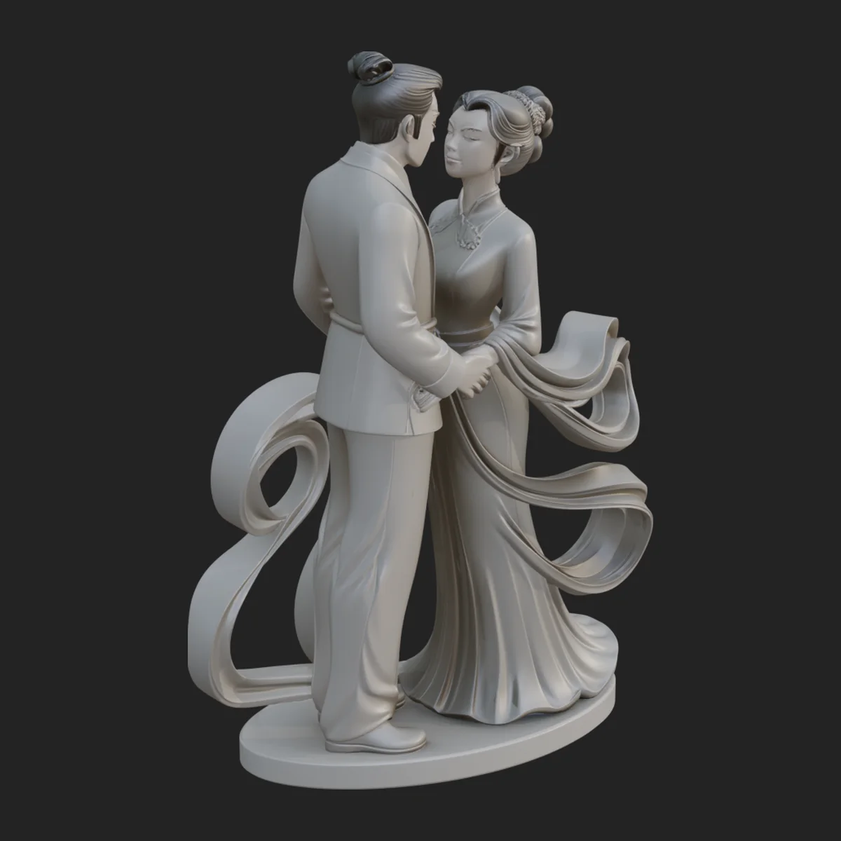 Robed Couple Statue Design 4
