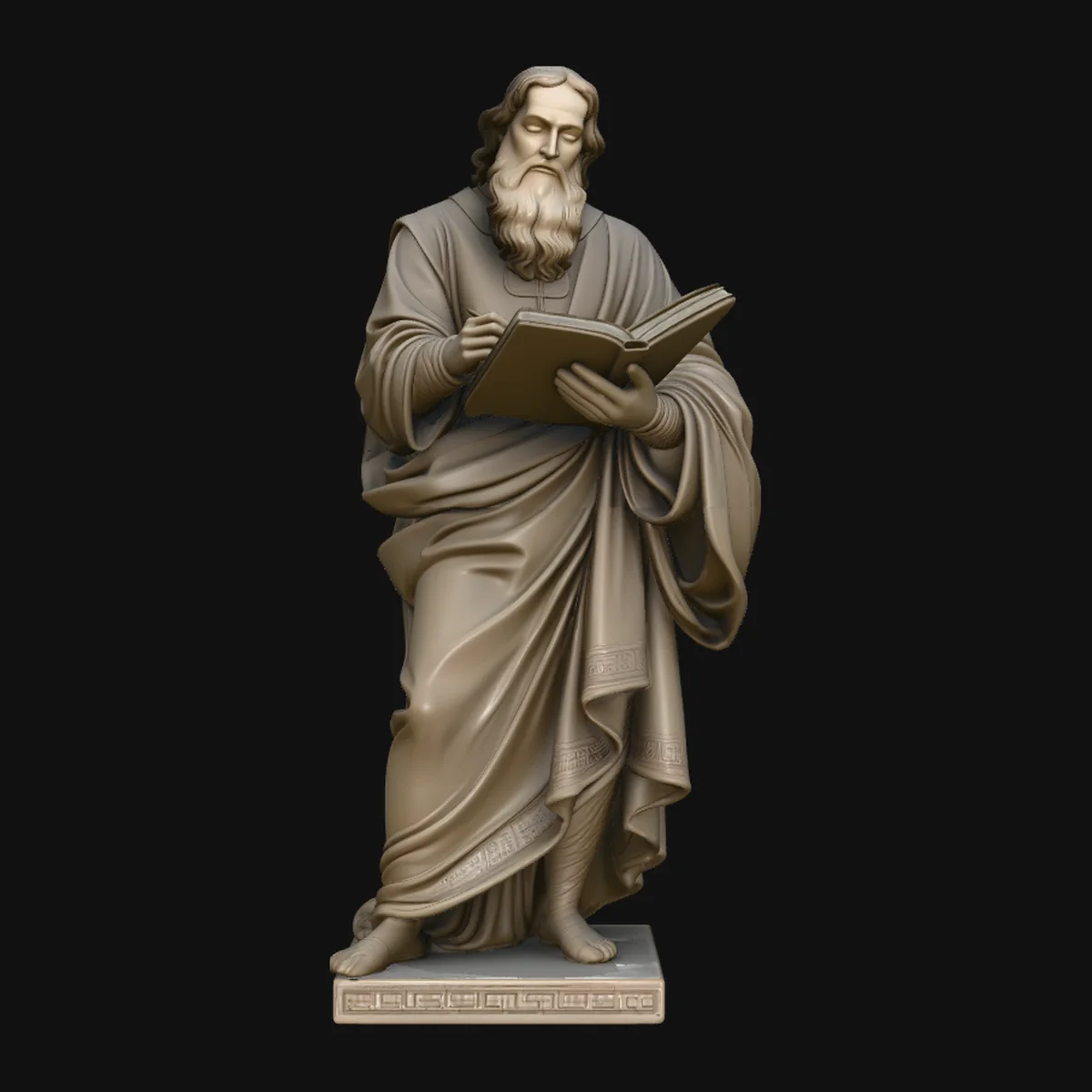Robed Scholar with Book Statue Design 2
