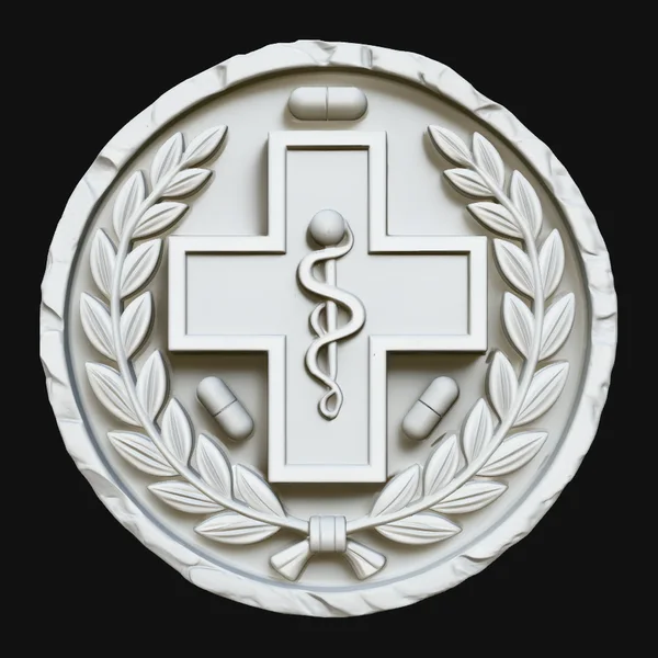 Rod of Asclepius Medical Relief Medallion Pendant