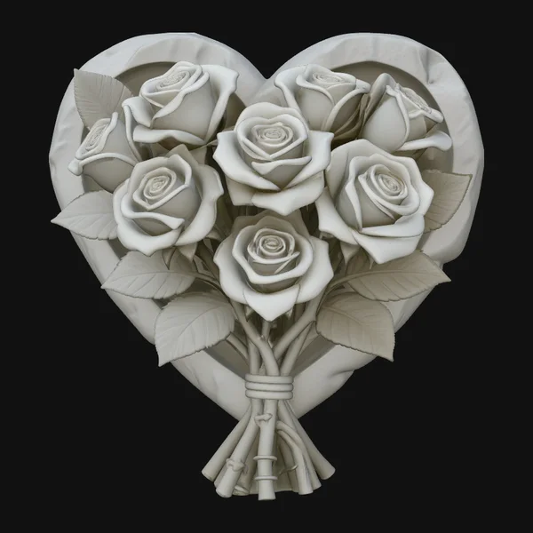 Rose Bouquet Heart Plaque Design 1