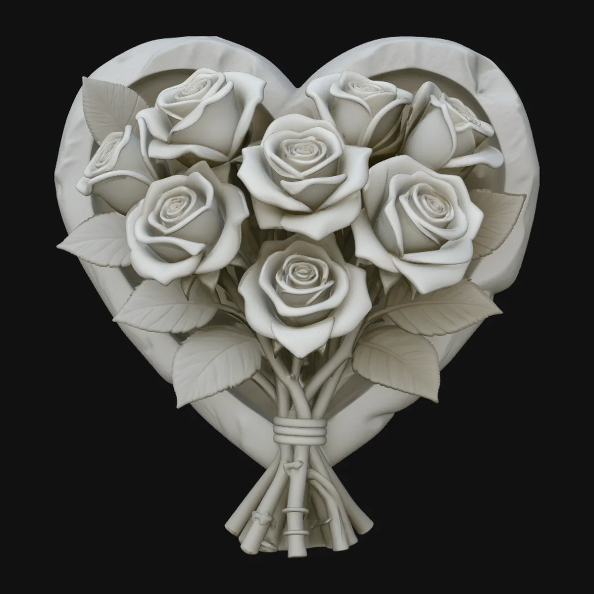 Rose Bouquet Heart Plaque Design 1