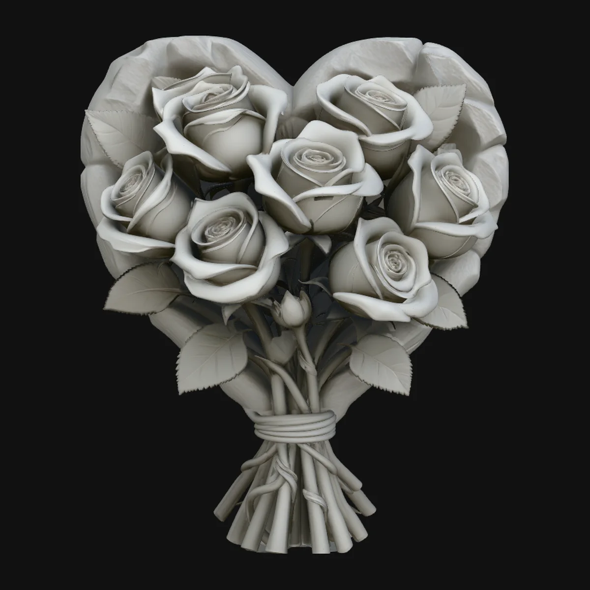 Rose Bouquet Heart Plaque Design 2