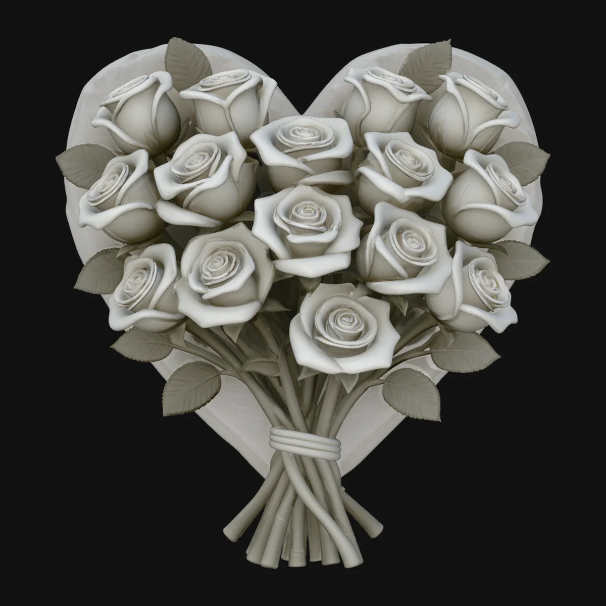 Rose Bouquet Heart Plaque Design 3