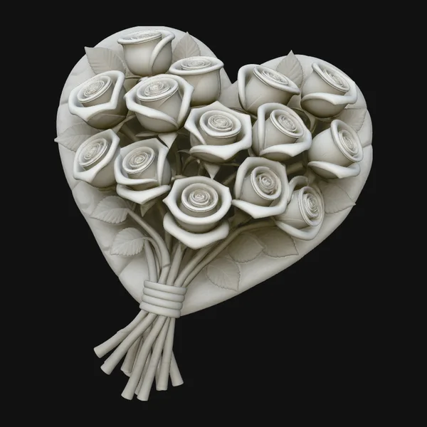 Rose Bouquet Heart Plaque Design 4