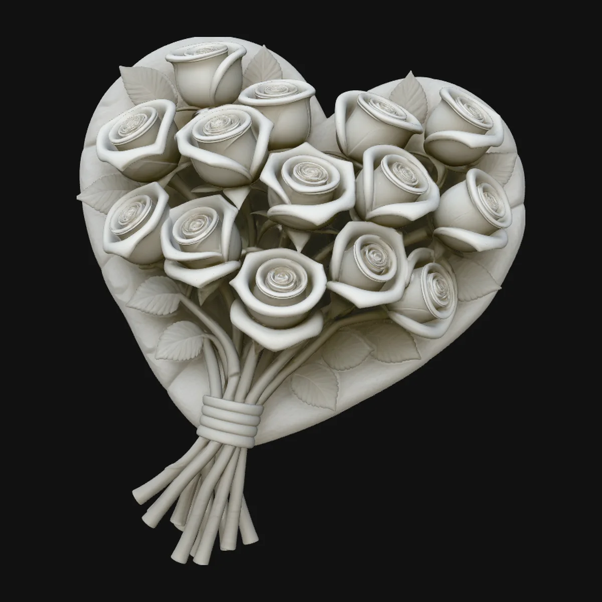 Rose Bouquet Heart Plaque Design 4