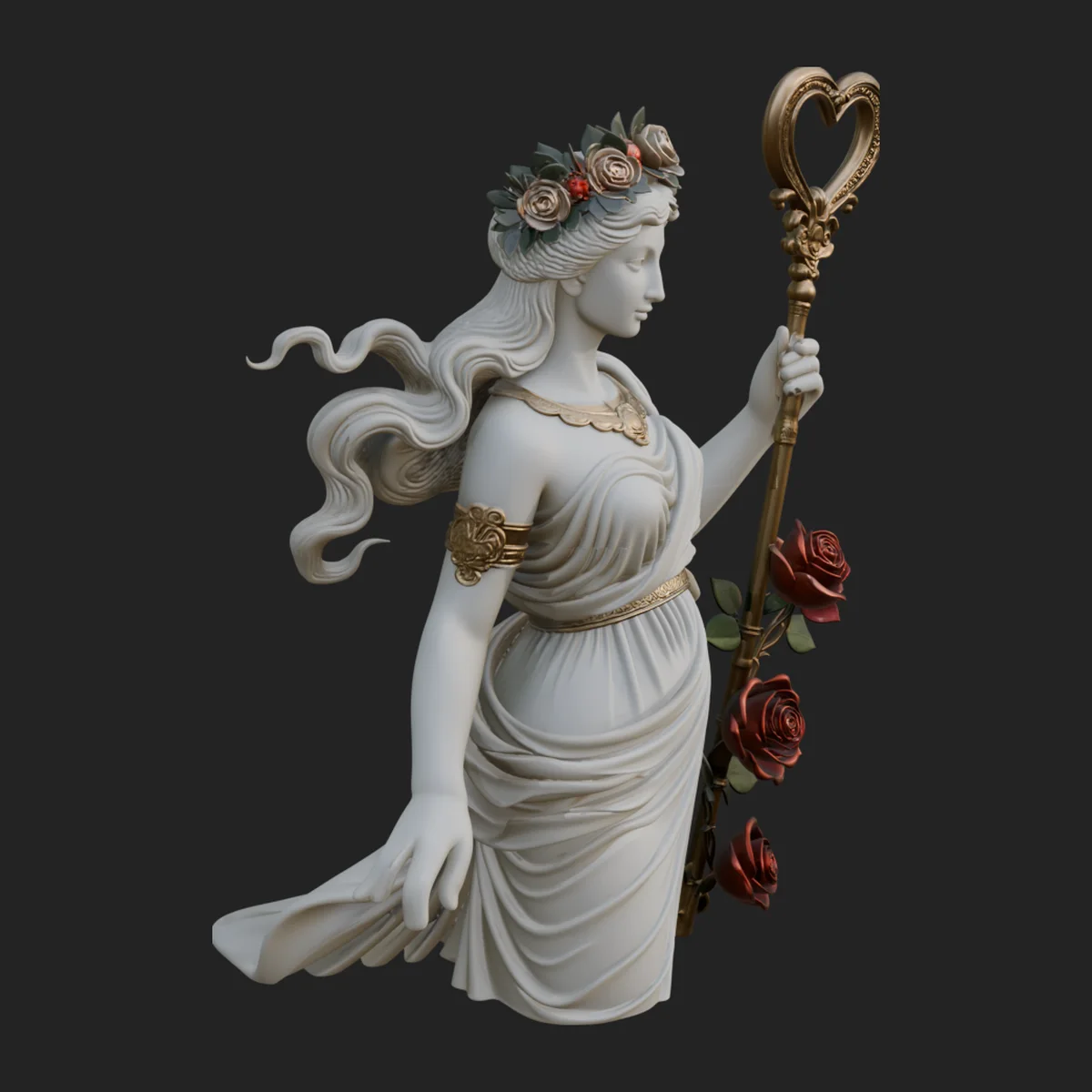 Rose Crowned Goddess Statue Design 2