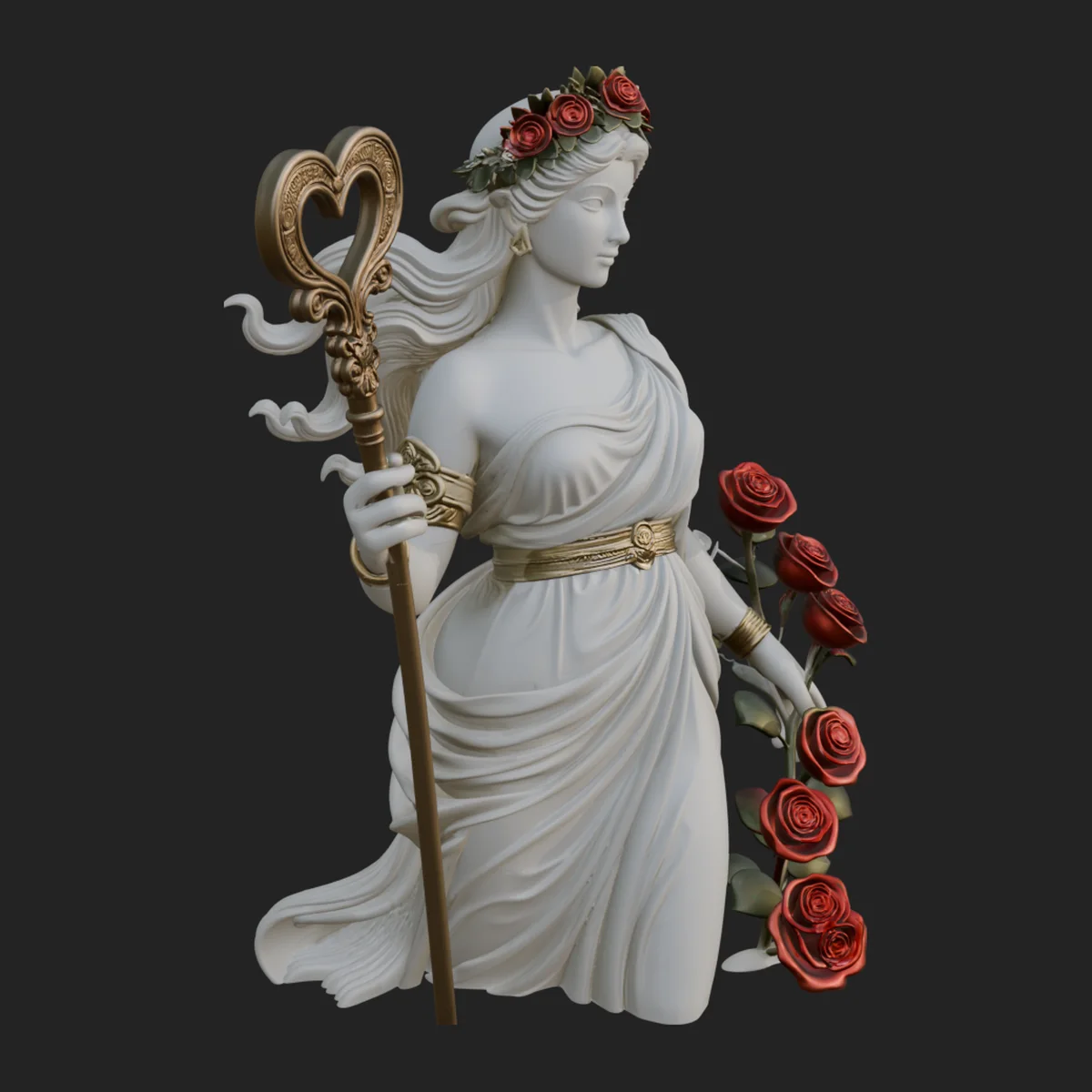 Rose Crowned Goddess Statue Design 3