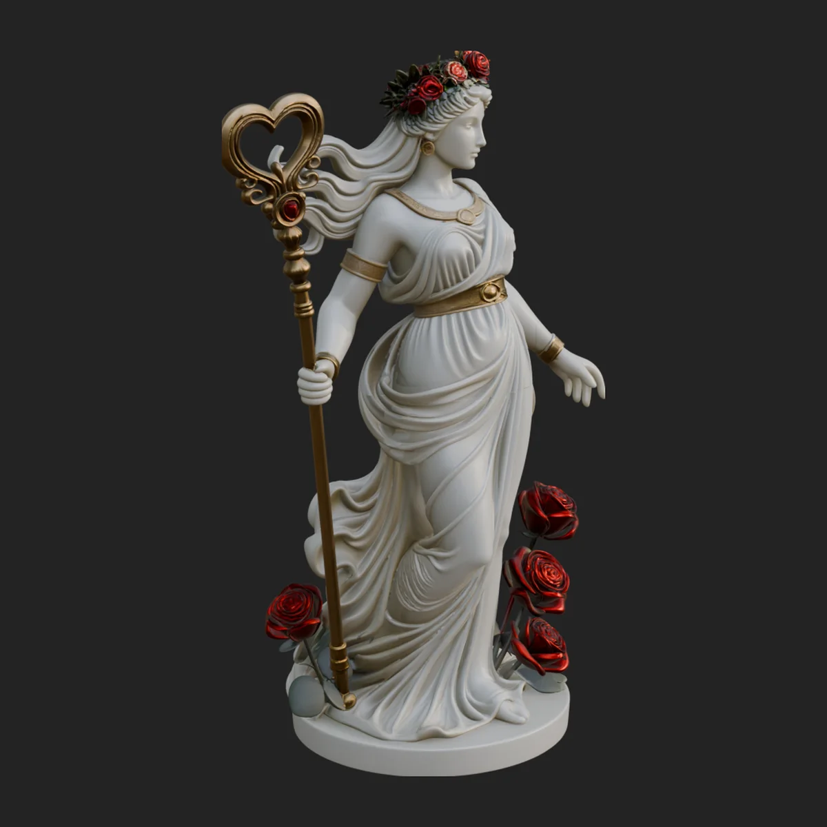 Rose Crowned Goddess Statue Design 4