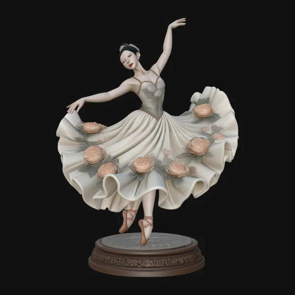 Rose Dress Ballerina Statue Design 1