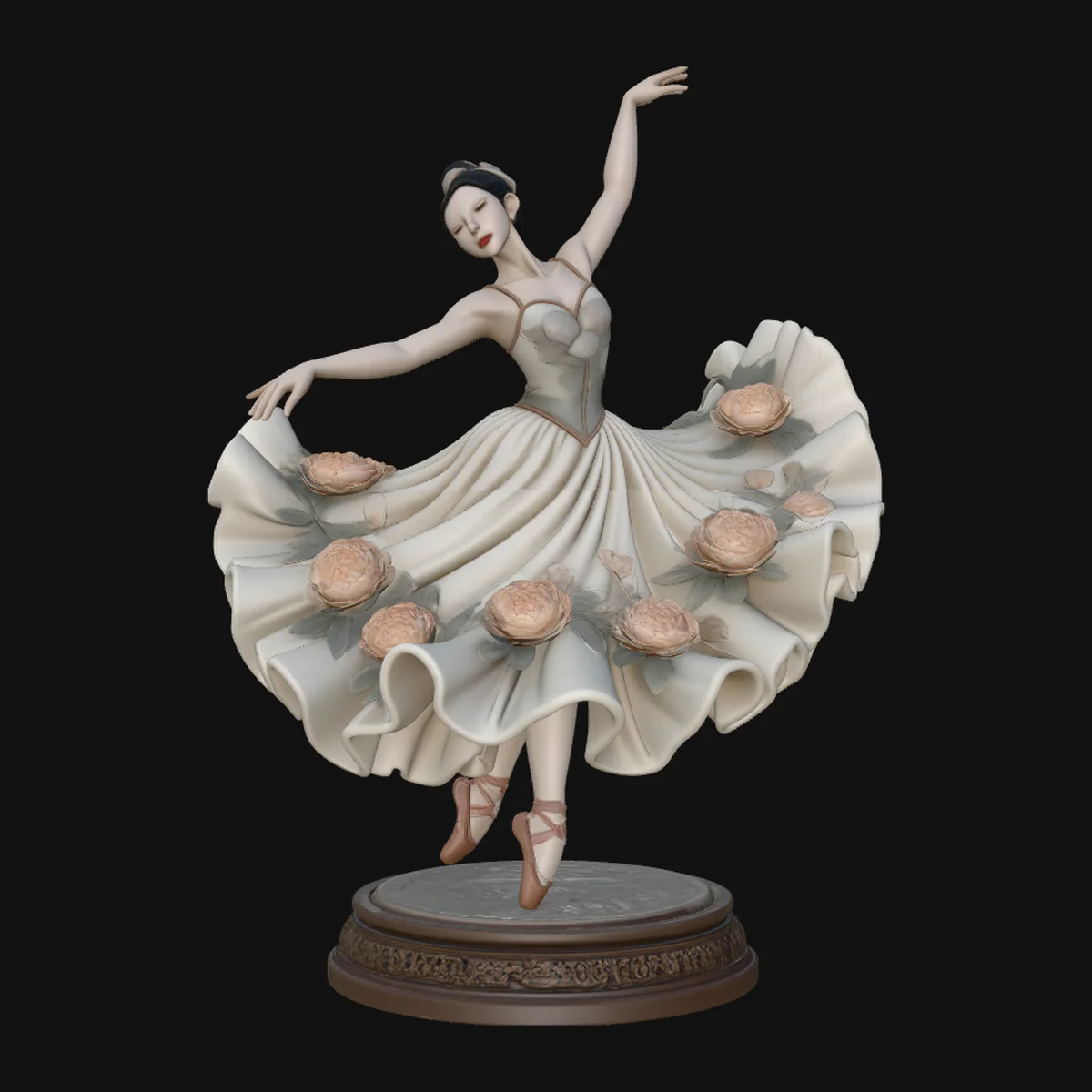 Rose Dress Ballerina Statue Design 1
