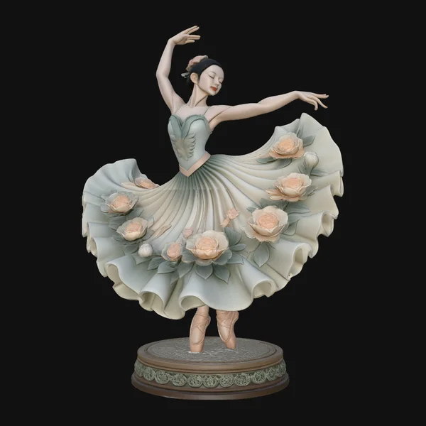 Rose Dress Ballerina Statue Design 2