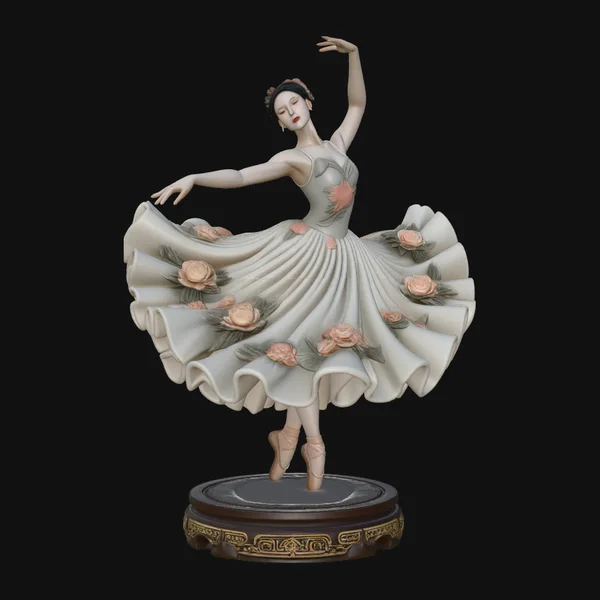 Rose Dress Ballerina Statue Design 3