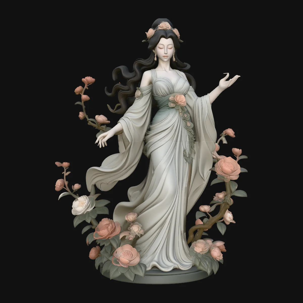 Rose Garden Lady Statue Design 3
