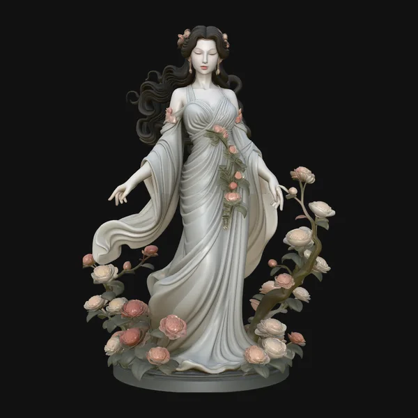 Rose Garden Lady Statue Design 4