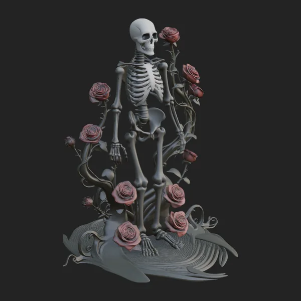 Rose Vine Skeleton Statue Design 2