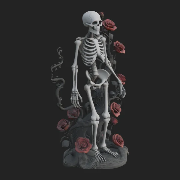 Rose Vine Skeleton Statue Design 3