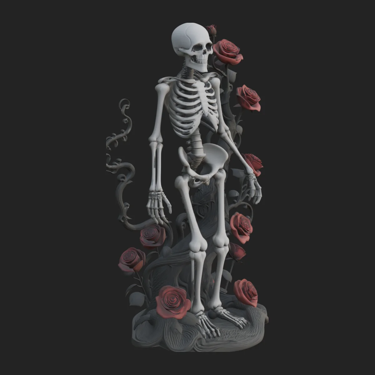 Rose Vine Skeleton Statue Design 3