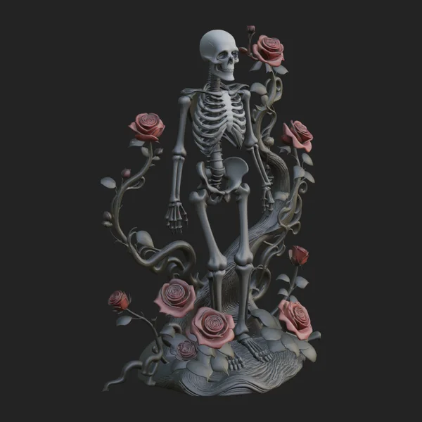 Rose Vine Skeleton Statue Design 4
