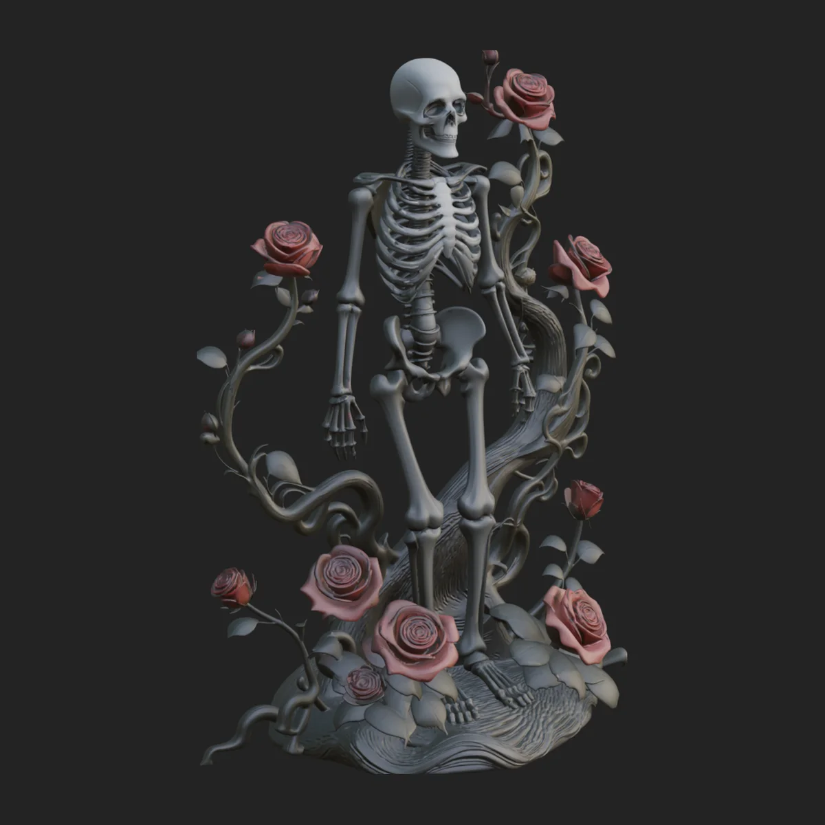 Rose Vine Skeleton Statue Design 4
