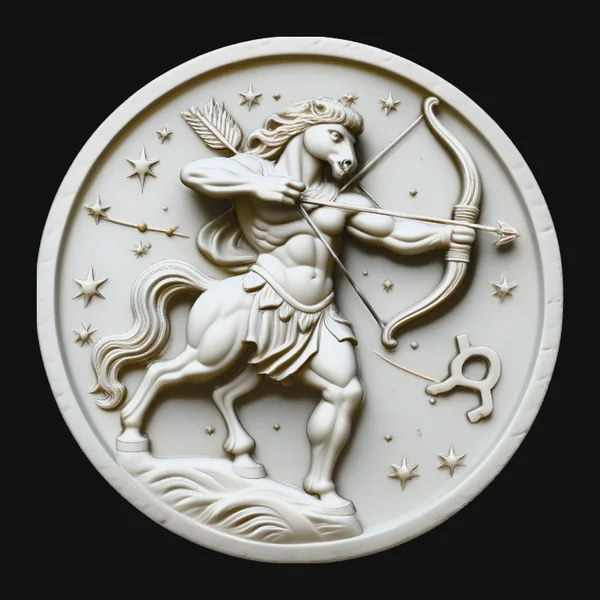 Sagittarius Zodiac Relief Medallion Pendant Design 1