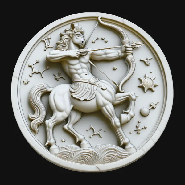 Sagittarius Zodiac Relief Medallion Pendant Design 2