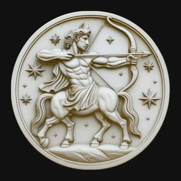 Sagittarius Zodiac Relief Medallion Pendant Design 3