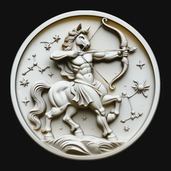 Sagittarius Zodiac Relief Medallion Pendant Design 4