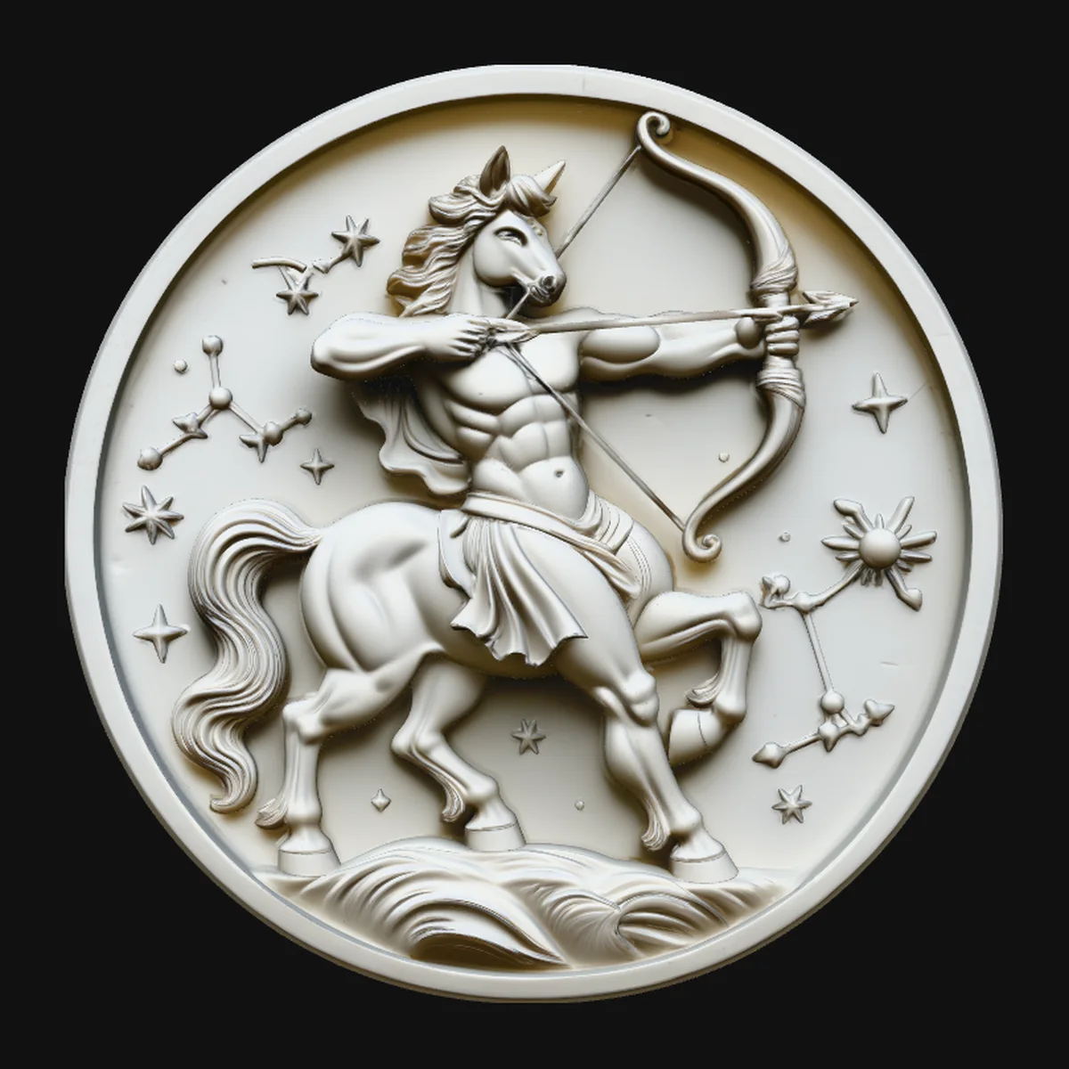 Sagittarius Zodiac Relief Medallion Pendant Design 4