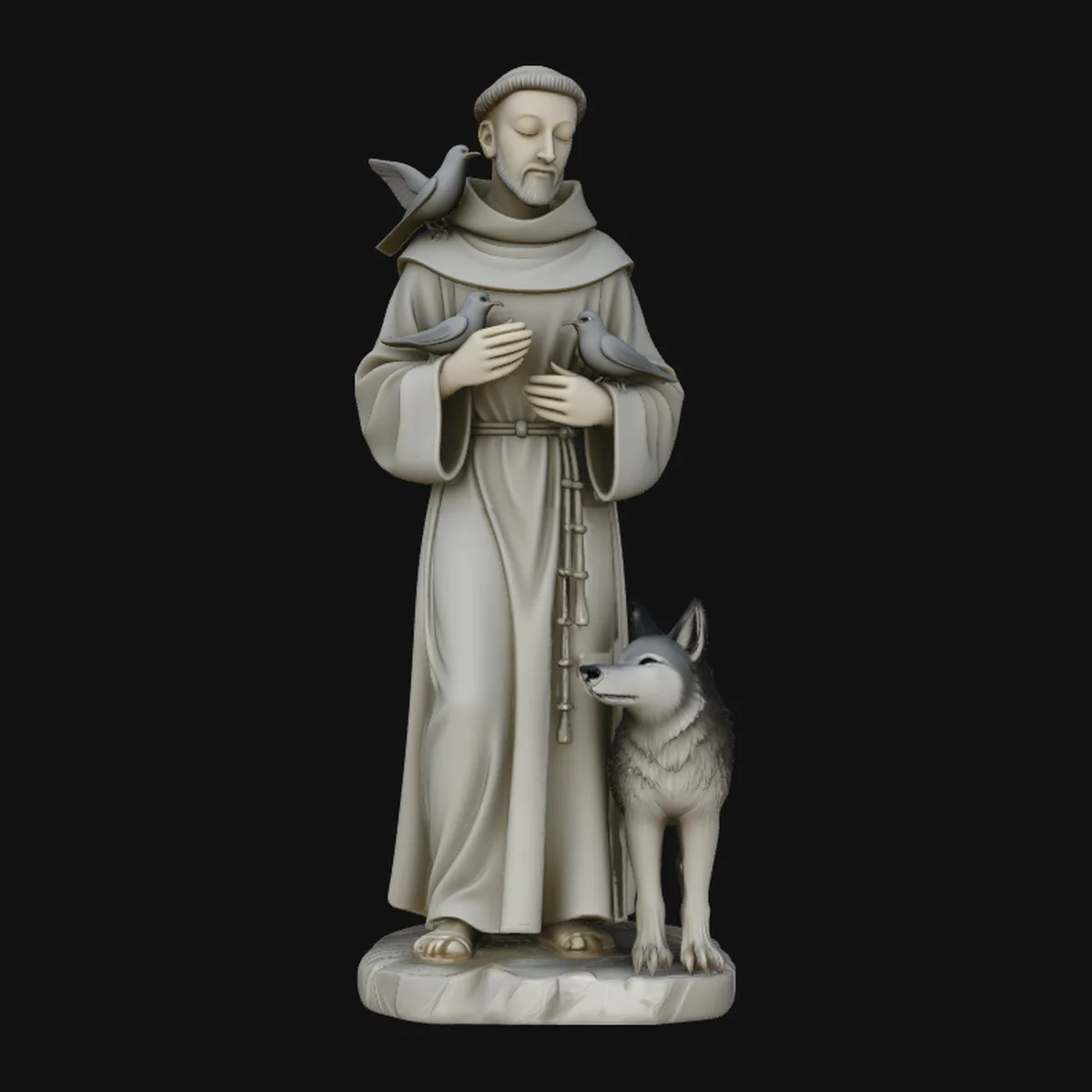 Saint Francis with Wolf Statue Design 1