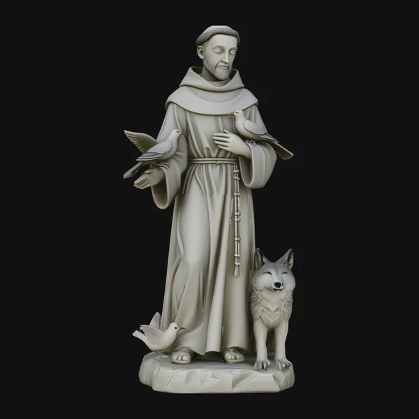 Saint Francis with Wolf Statue Design 2