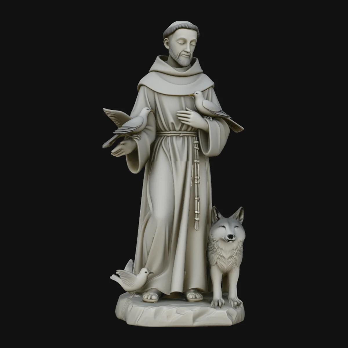Saint Francis with Wolf Statue Design 2