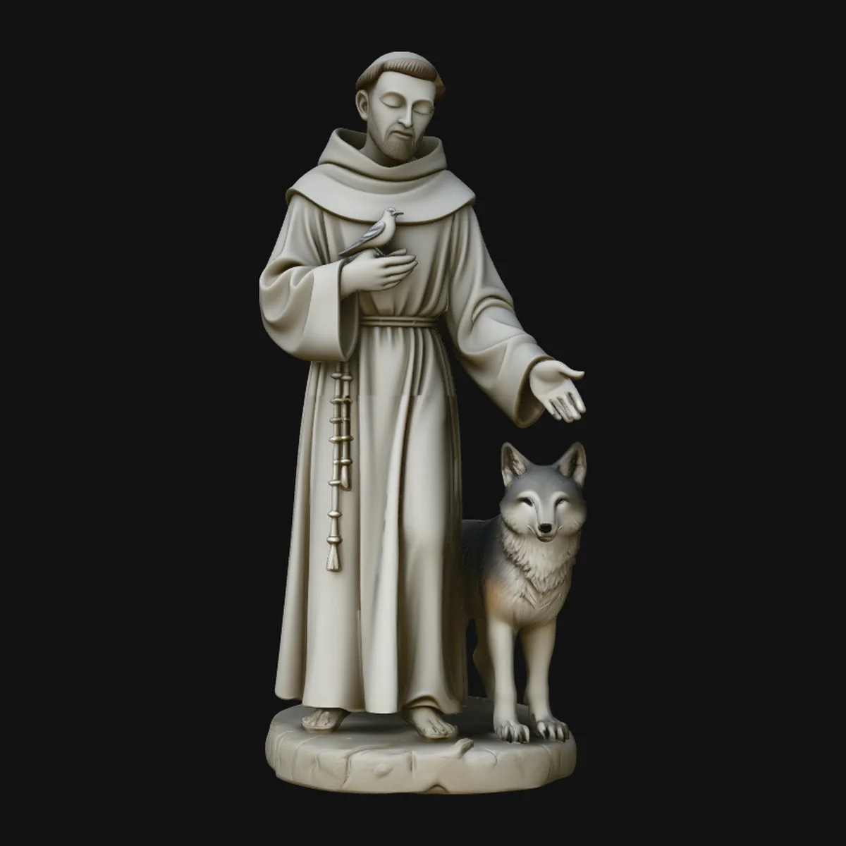 Saint Francis with Wolf Statue Design 3