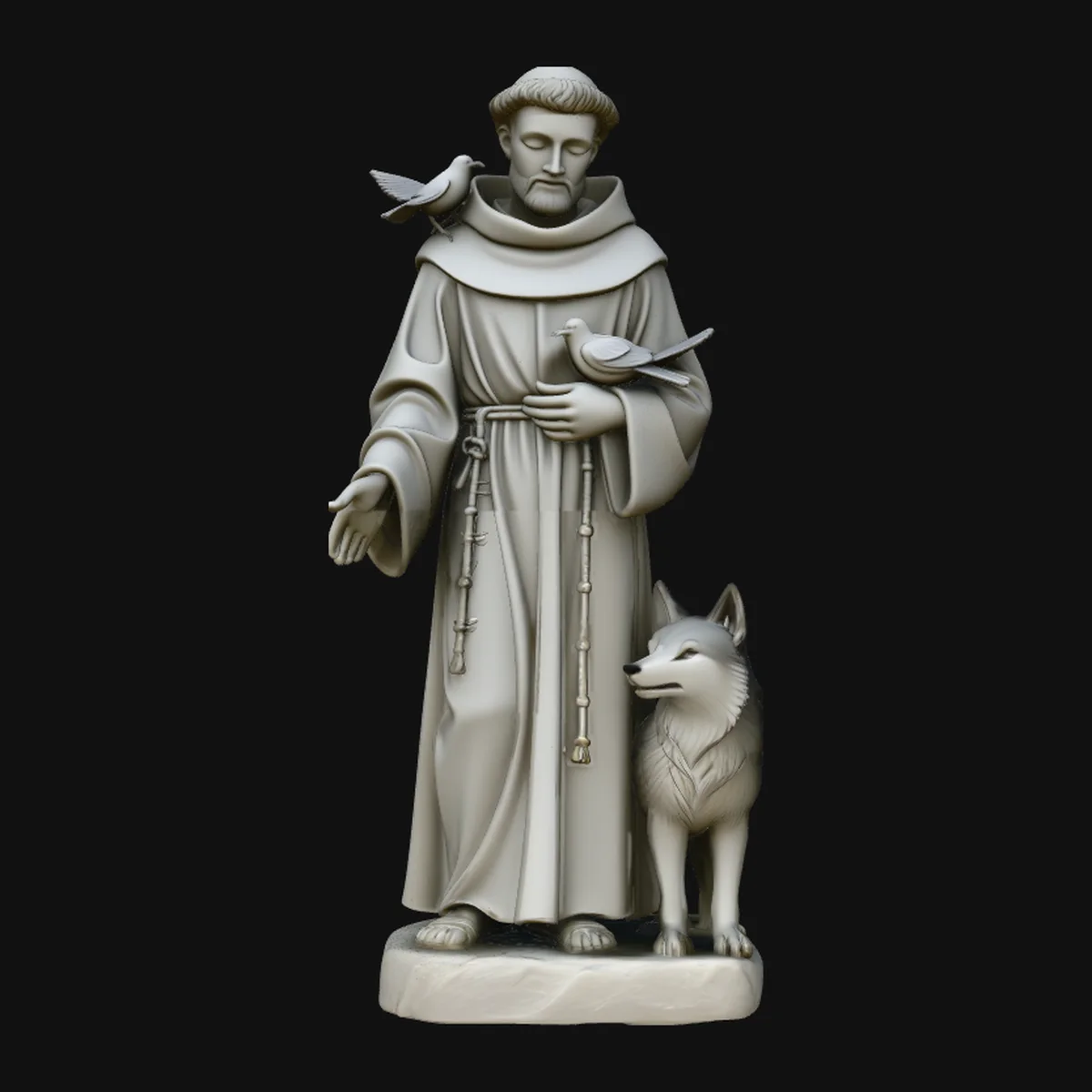 Saint Francis with Wolf Statue Design 4