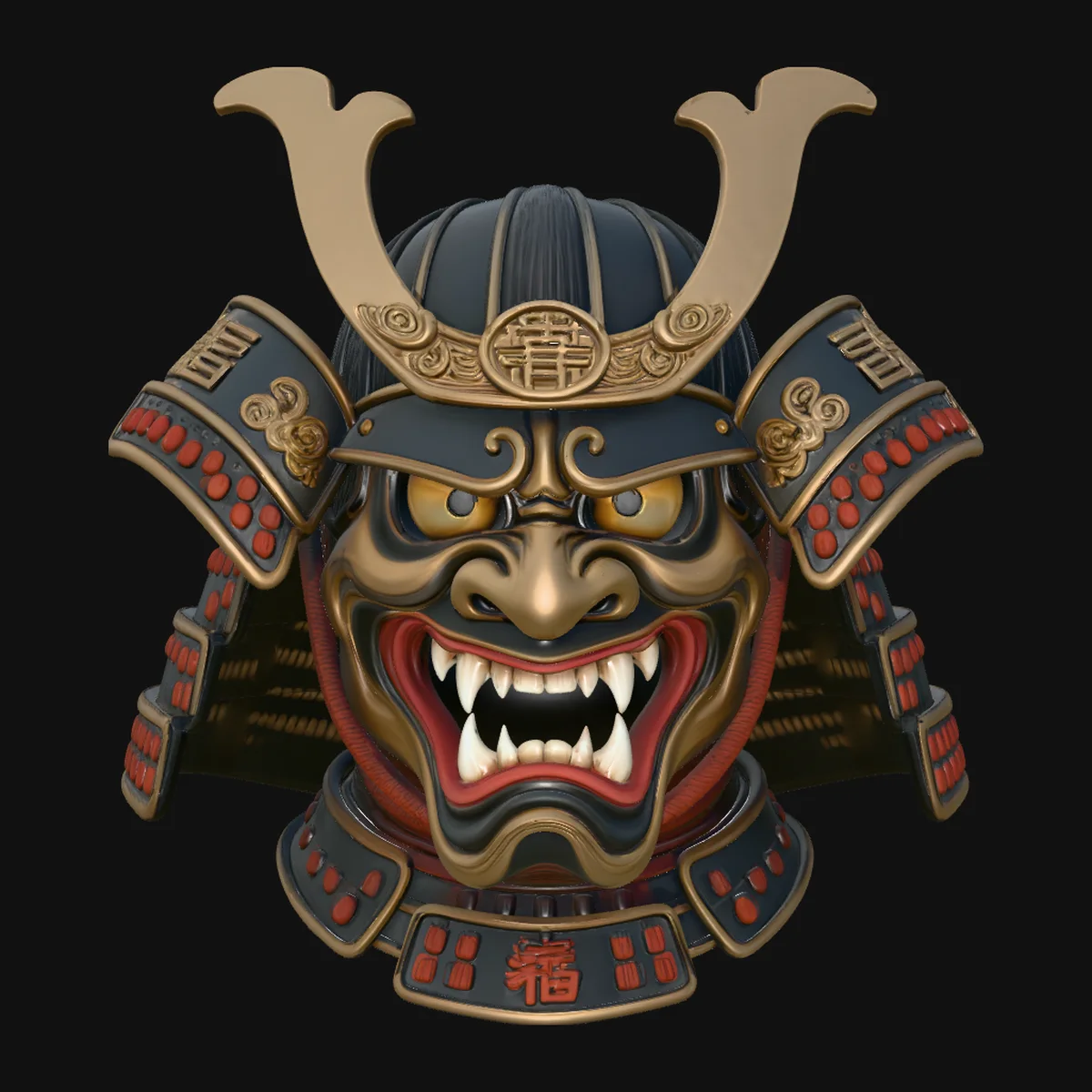 Samurai Demon Mask Helmet Design 3
