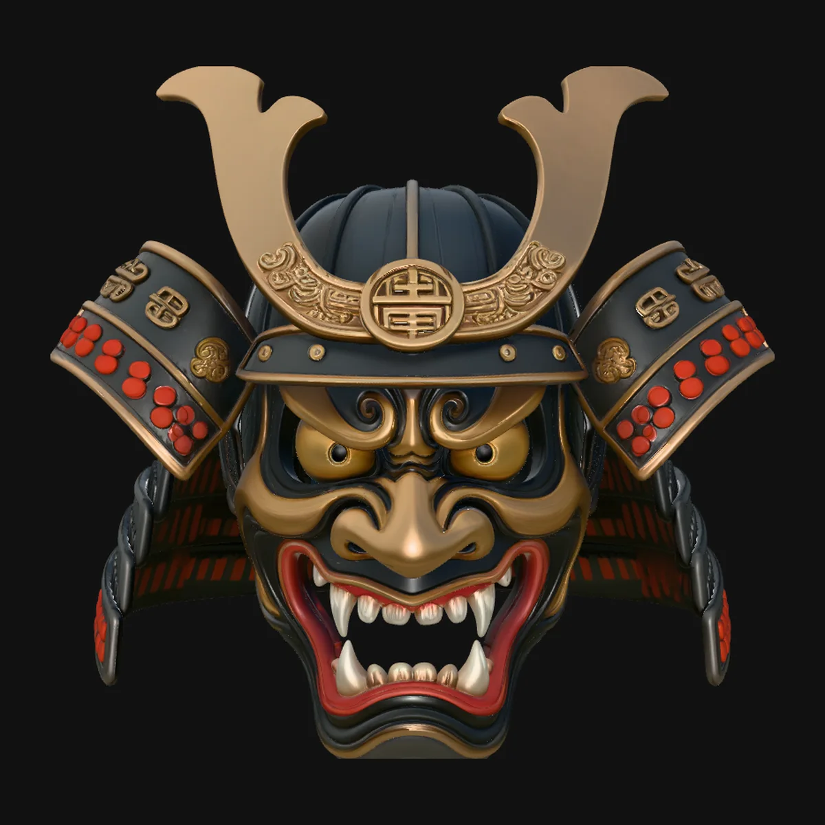 Samurai Demon Mask Helmet Design 4