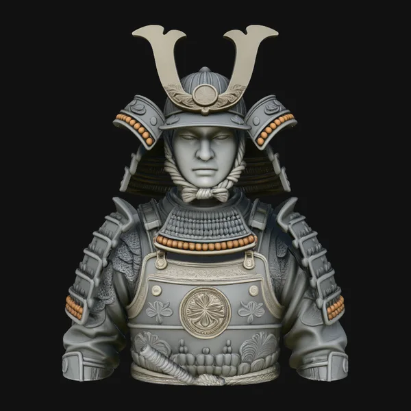 Samurai Warrior Bust Statue Design 1