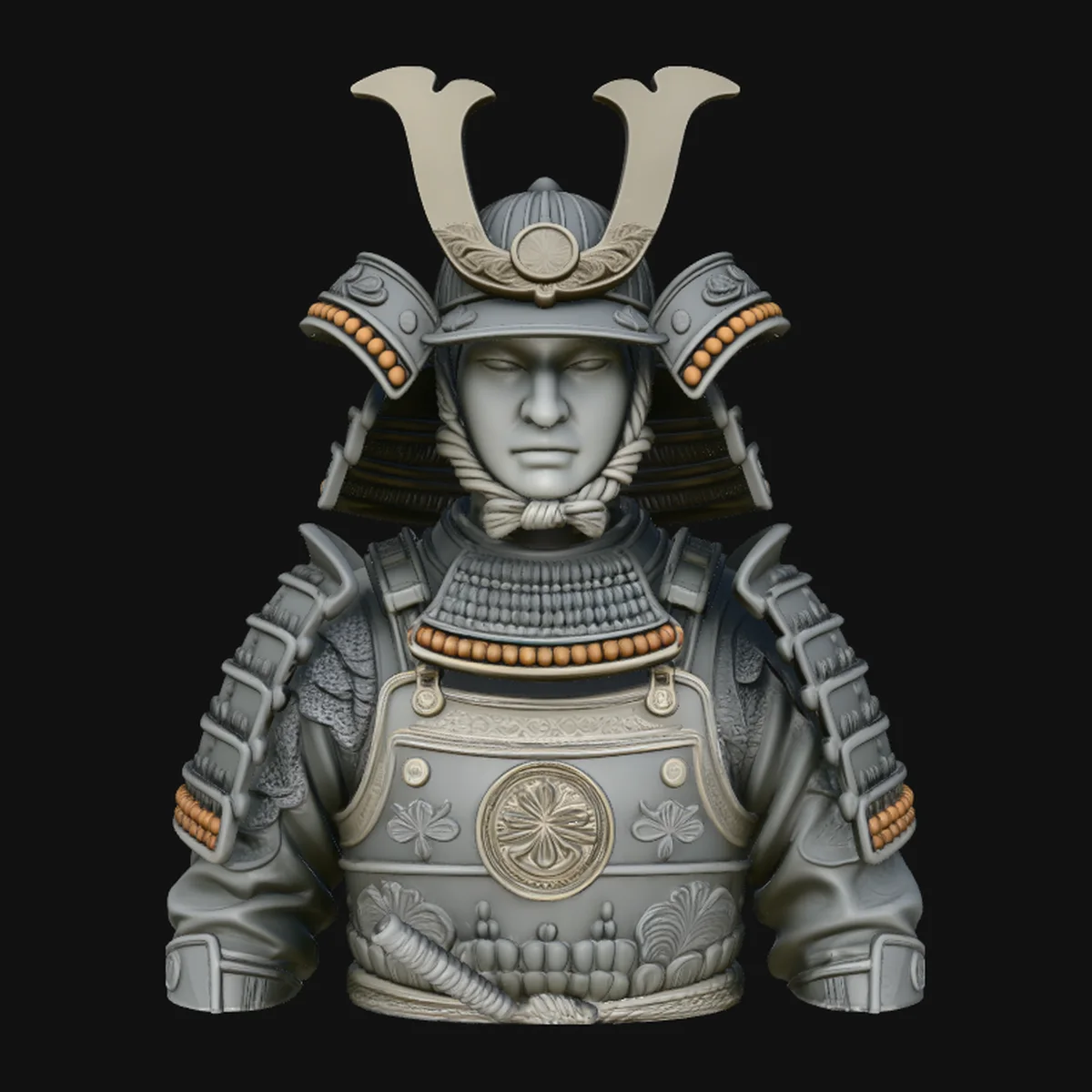 Samurai Warrior Bust Statue Design 1