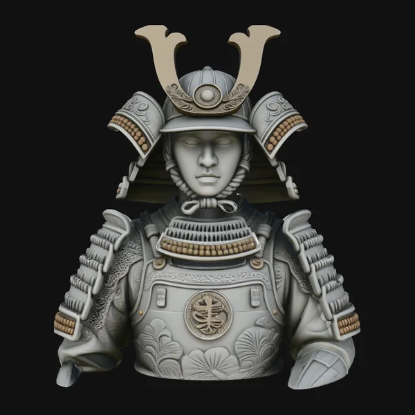 Samurai Warrior Bust Statue Design 2
