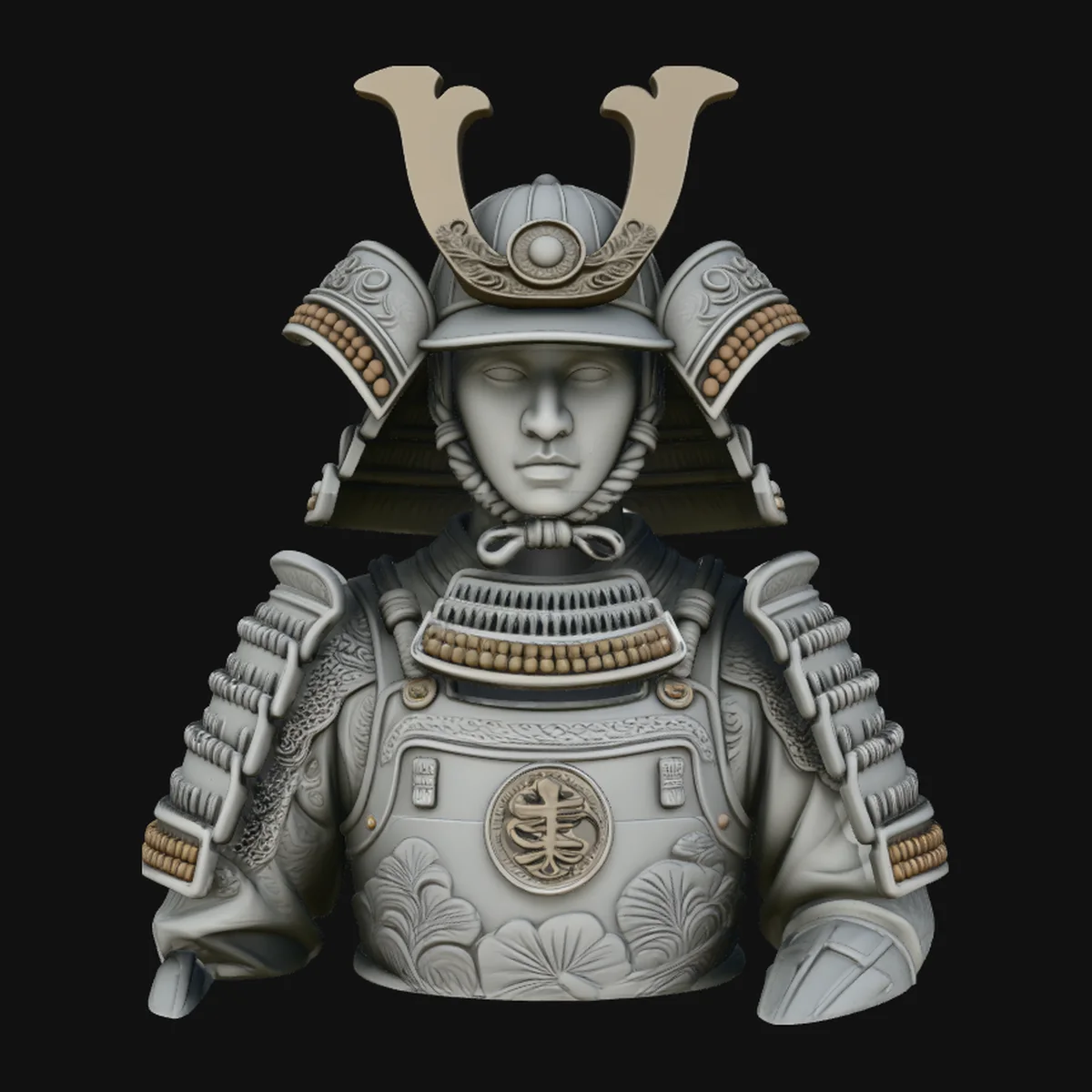Samurai Warrior Bust Statue Design 2