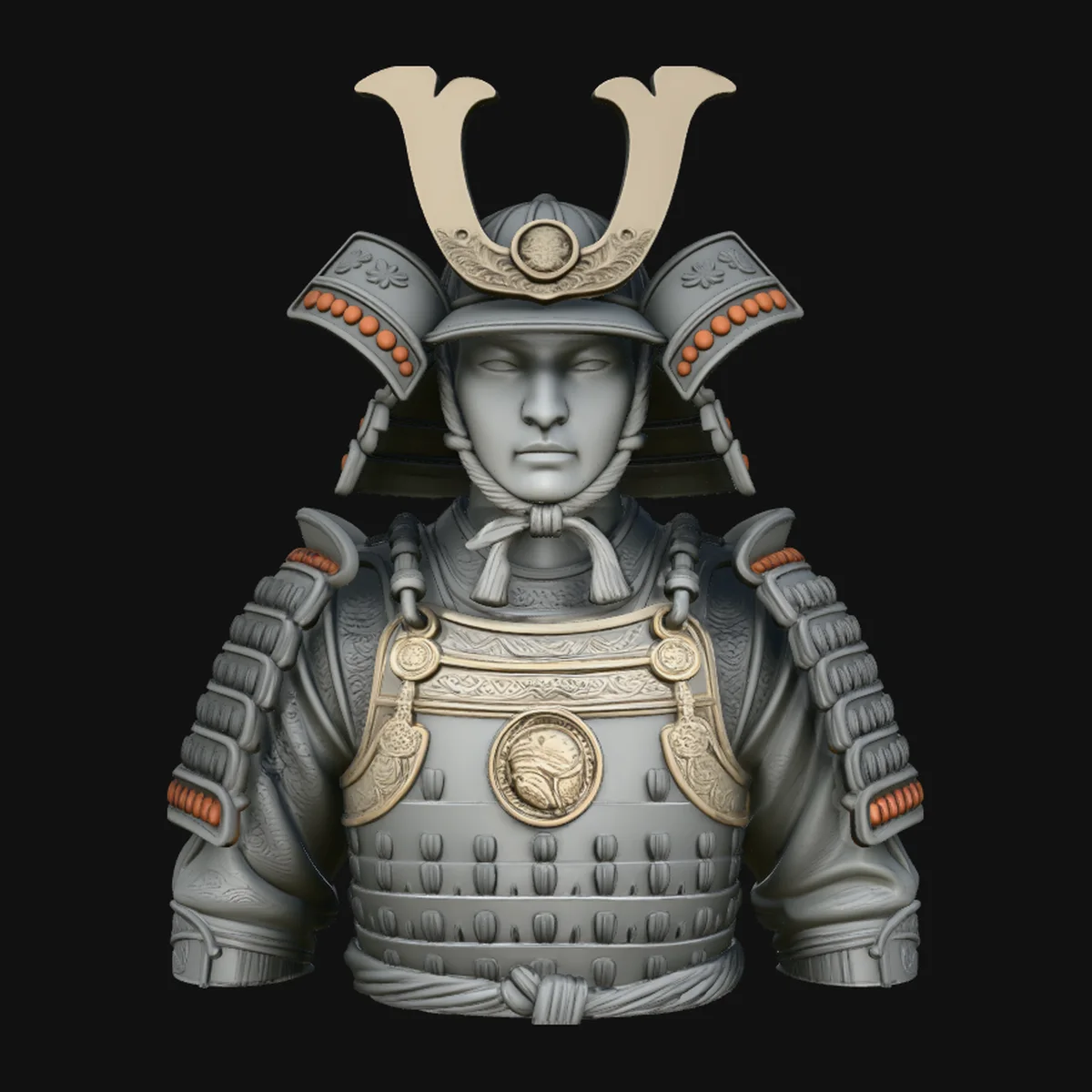 Samurai Warrior Bust Statue Design 4