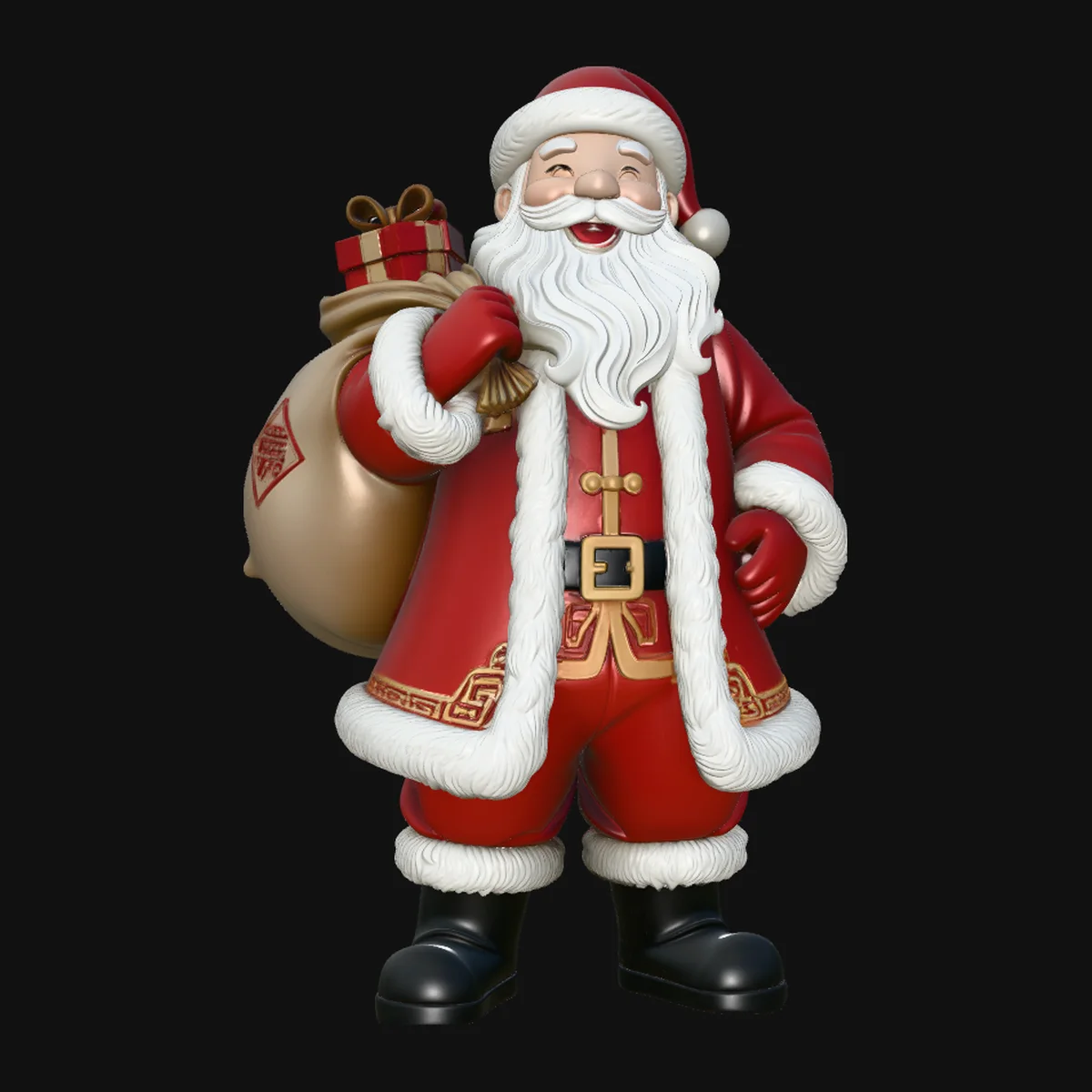 Santa Claus with Gift Sack Statue Design 3
