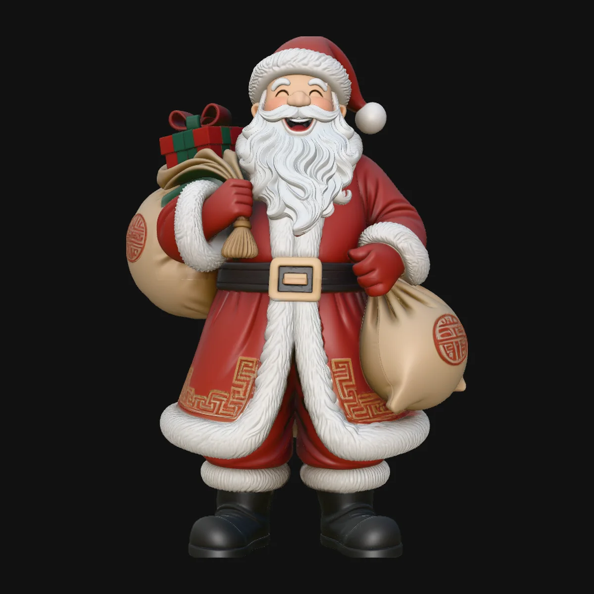 Santa Claus with Gift Sack Statue Design 4
