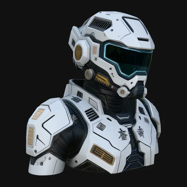 Sci-Fi Armor Helmet Bust Statue Design 1