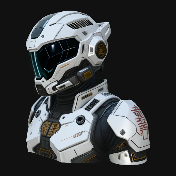 Sci-Fi Armor Helmet Bust Statue Design 2
