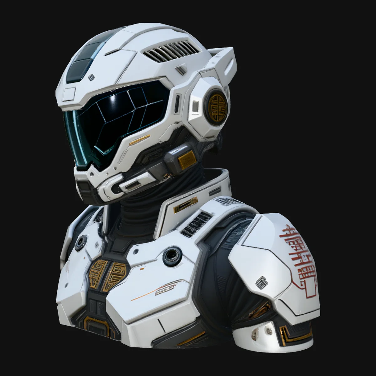 Sci-Fi Armor Helmet Bust Statue Design 2