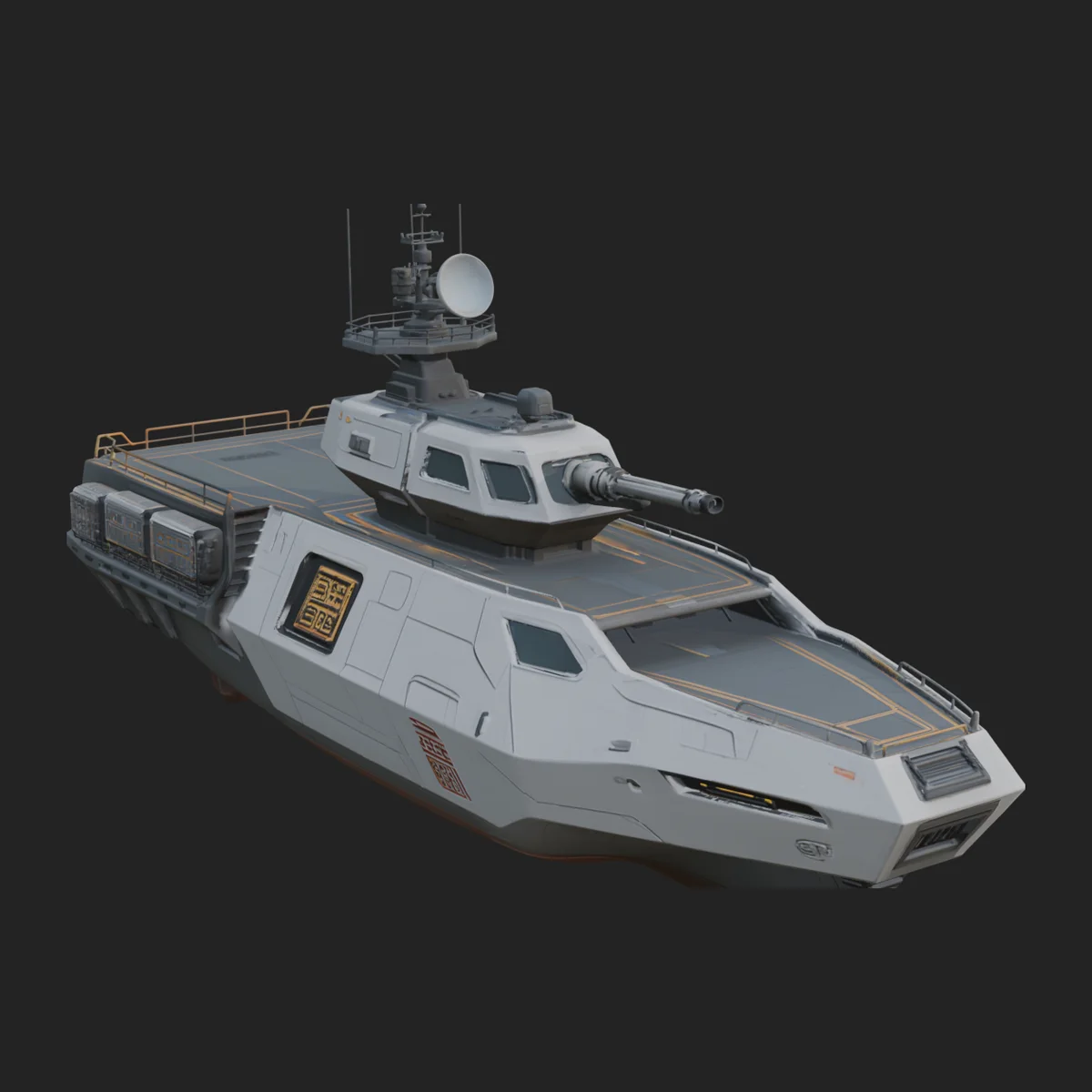 Sci Fi Patrol Boat Model Design 7