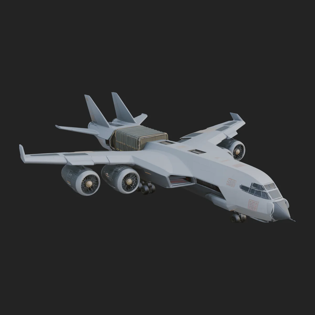 Sci Fi Transport Plane Model Design 1