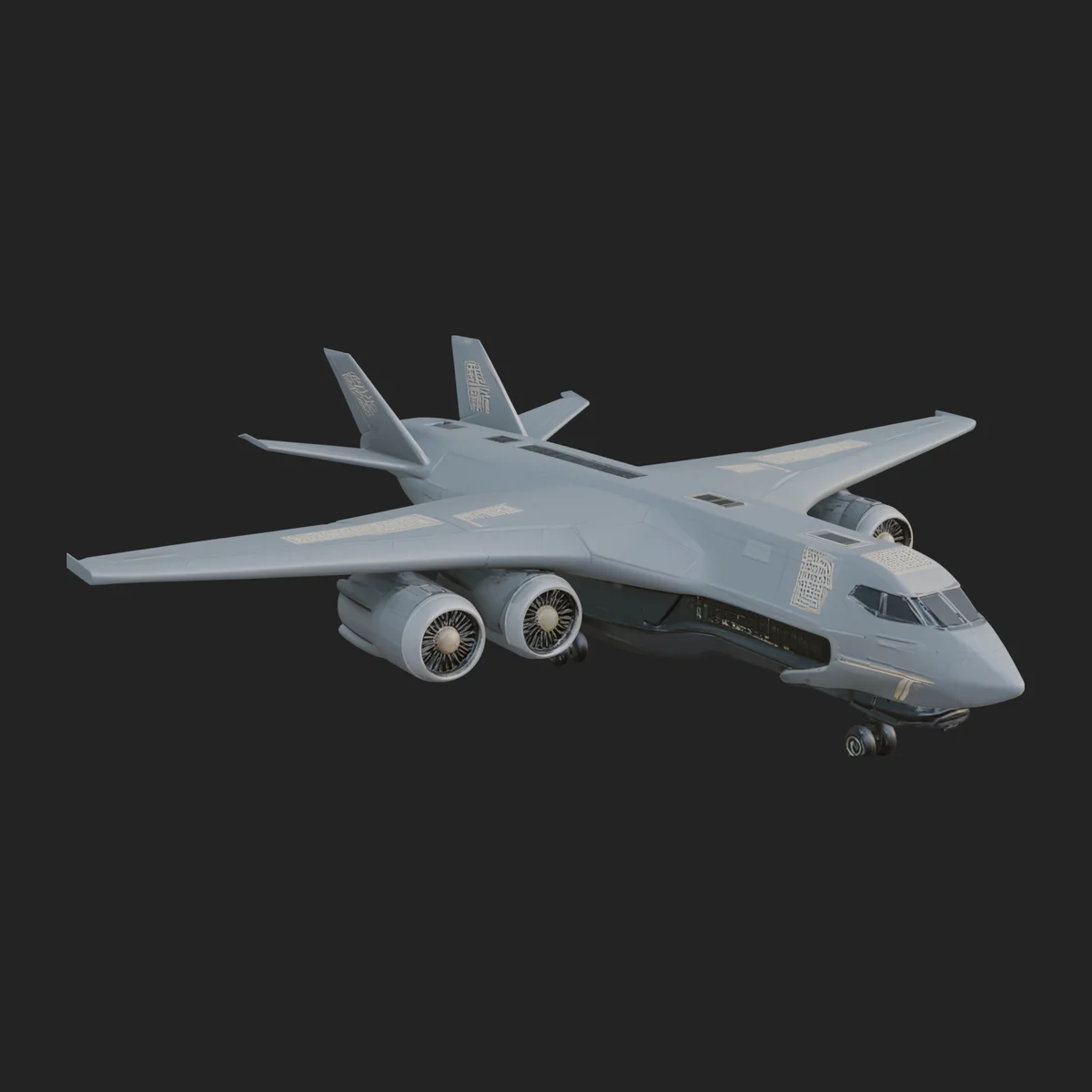 Sci Fi Transport Plane Model Design 3