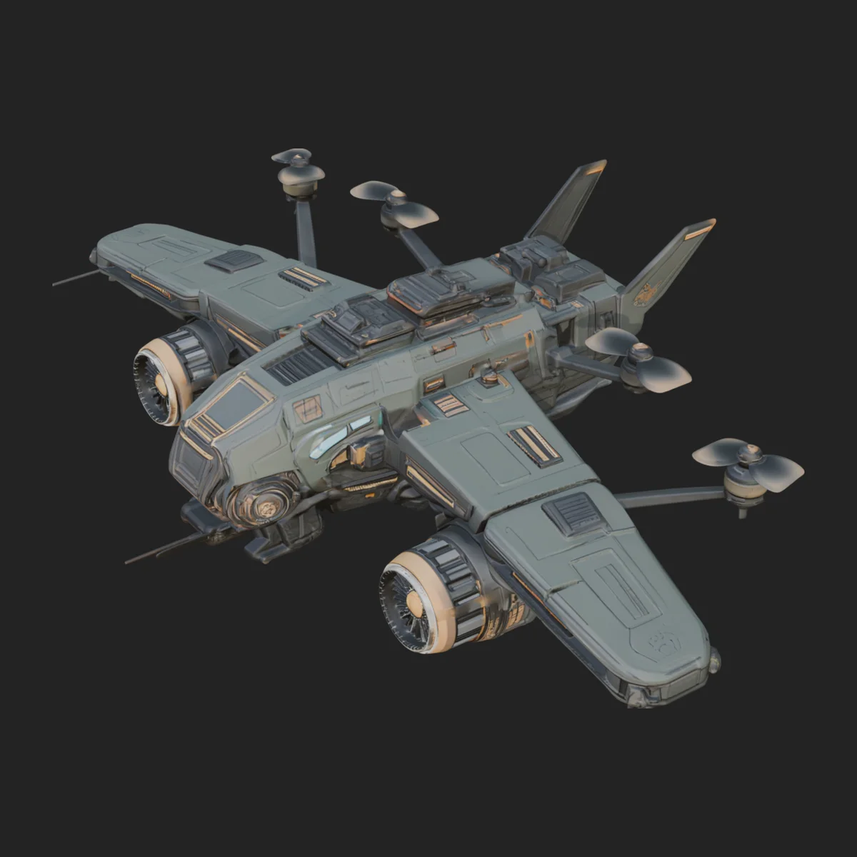Sci Fi VTOL Craft Model Design 32